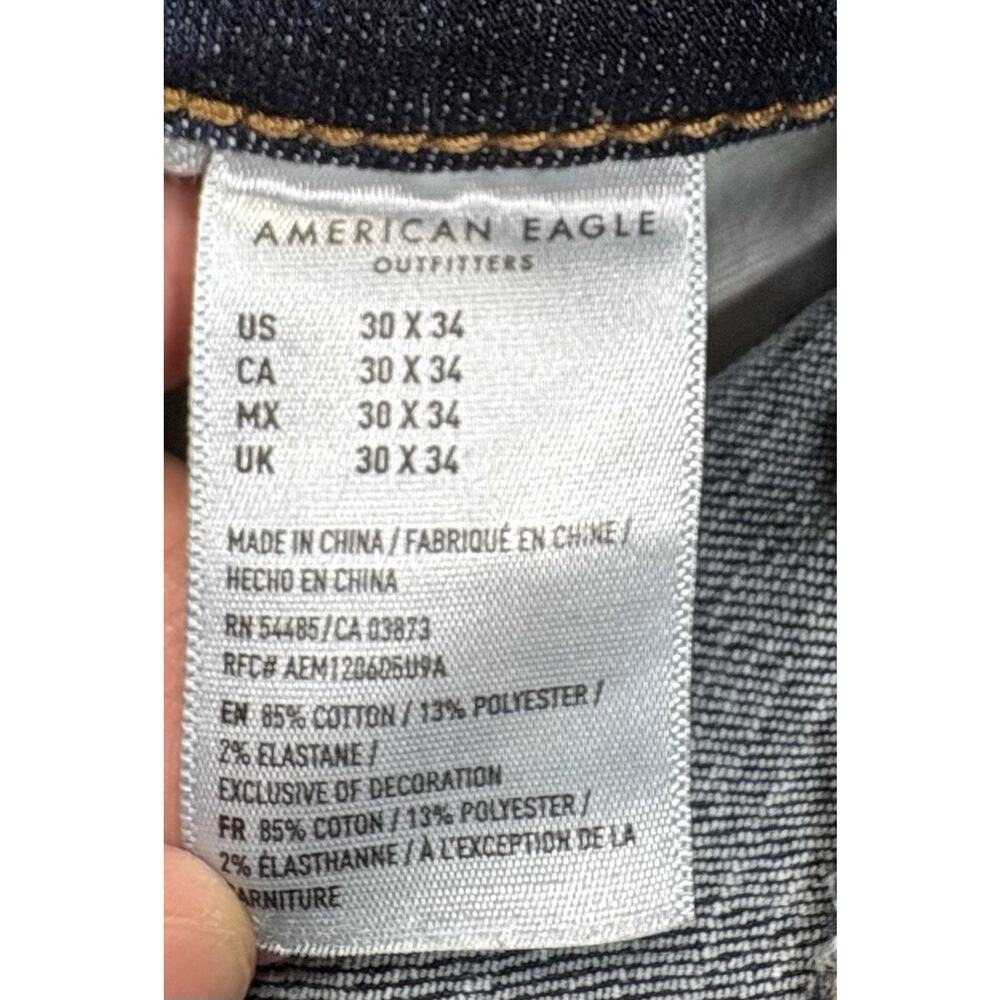 AMERICAN EAGLE Men’s Slim Straight Jeans Size 30x34 DARK WASH - Picture 8 of 9